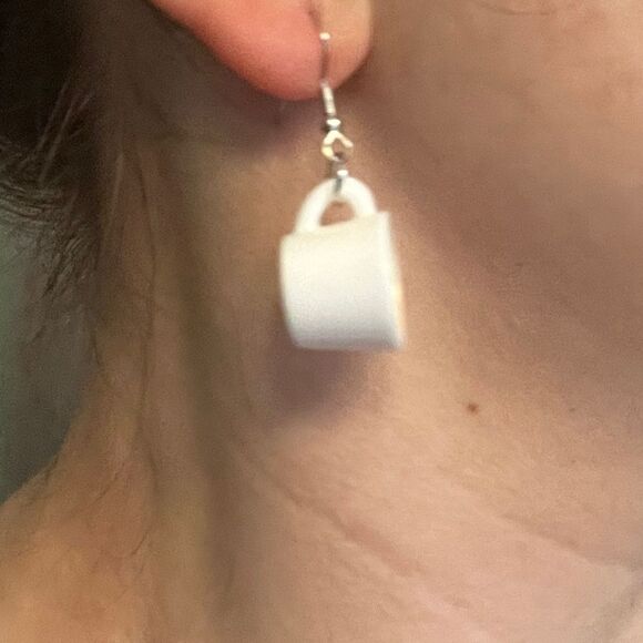 Heart-Shaped Coffee Cup Earrings - Picture 9 of 11